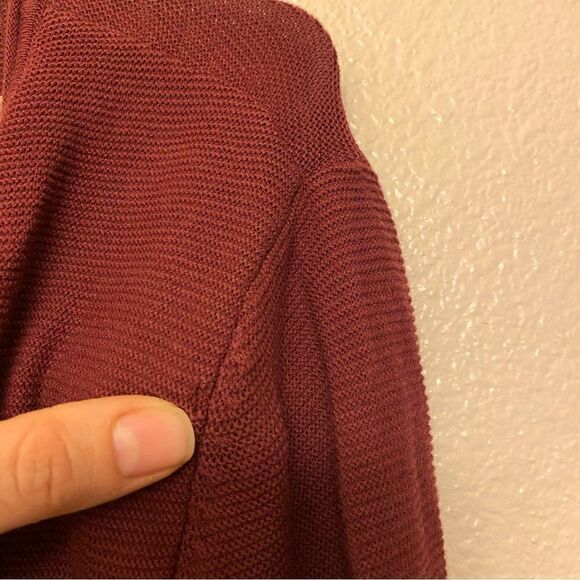 J. Jill Pure burgundy red Pull over long tunic v neck tiered modal sweater -L - Picture 11 of 11